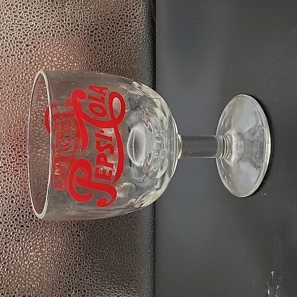 Vintage Pepsi Cola Thumbprint Pedistal Glass 6.25" - Picture 3 of 8